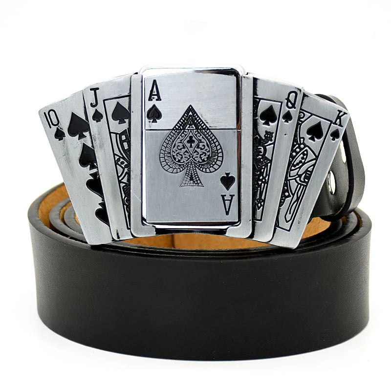 (🔥New Arrival) Fashion Punk Genuine Leather Belt With Lighter