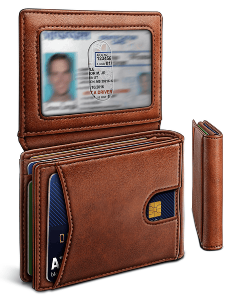 🎁Holiday gifts: Valentine's Day gifts for husbands or boyfriends💳Slim Leather Wallet Front Pocket Card Holder Gift For Men 11 Slots RFID Blocking