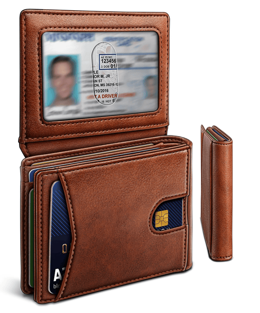 🎁Holiday gifts: Valentine's Day gifts for husbands or boyfriends💳Slim Leather Wallet Front Pocket Card Holder Gift For Men 11 Slots RFID Blocking