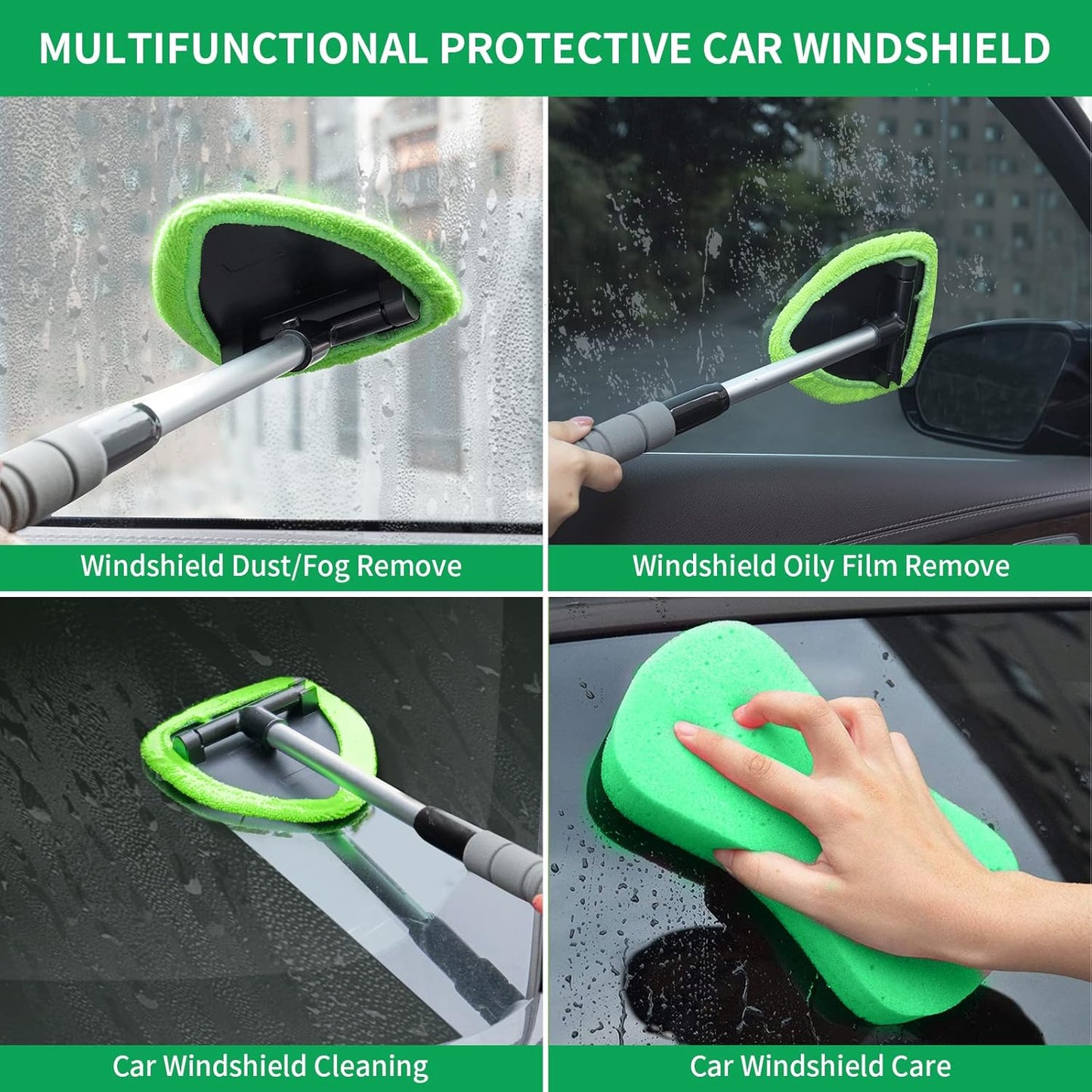 🔥Microfiber Windshield Cleaner with Extendable Handle