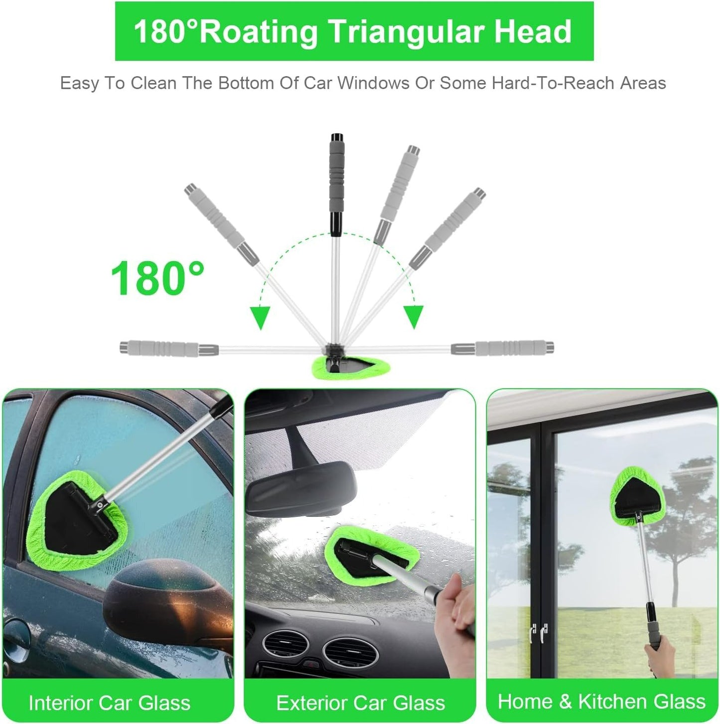 🔥Microfiber Windshield Cleaner with Extendable Handle